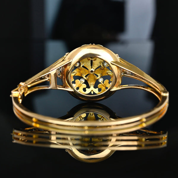 Antique Victorian 15K Gold Enamel Pearl Diamond Bracelet