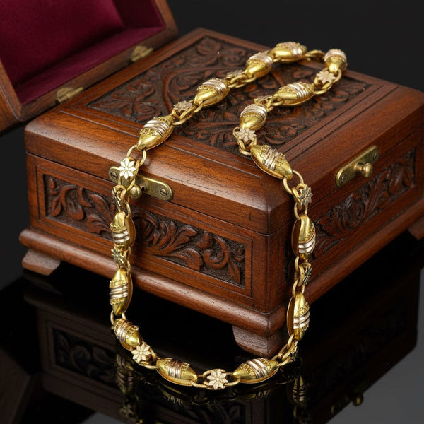 Antique Victorian 14K Gold Book Chain Necklace 22 Inch