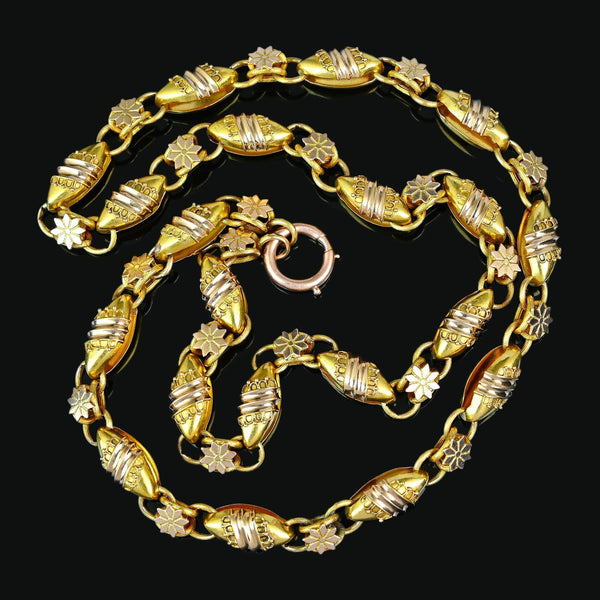 Antique Victorian 14K Gold Book Chain Necklace 22 Inch