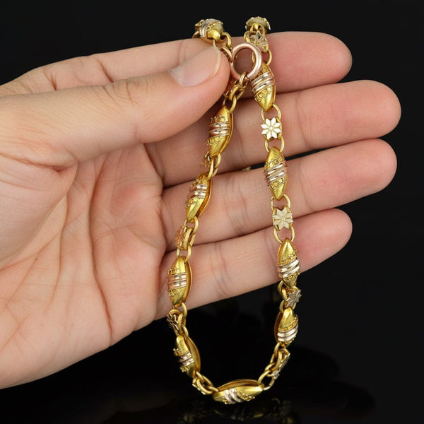 Antique Victorian 14K Gold Book Chain Necklace 22 Inch