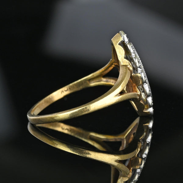 Art Deco Two Tone Gold Three Stone Diamond Ring - Boylerpf