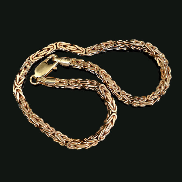 Vintage 9K Gold Byzantine Chain Bracelet