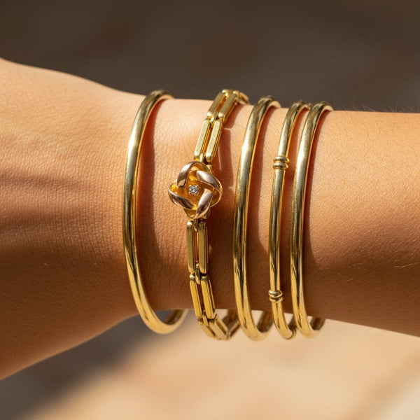 Antique 14K Gold Diamond Love Knot Gate Link Bracelet