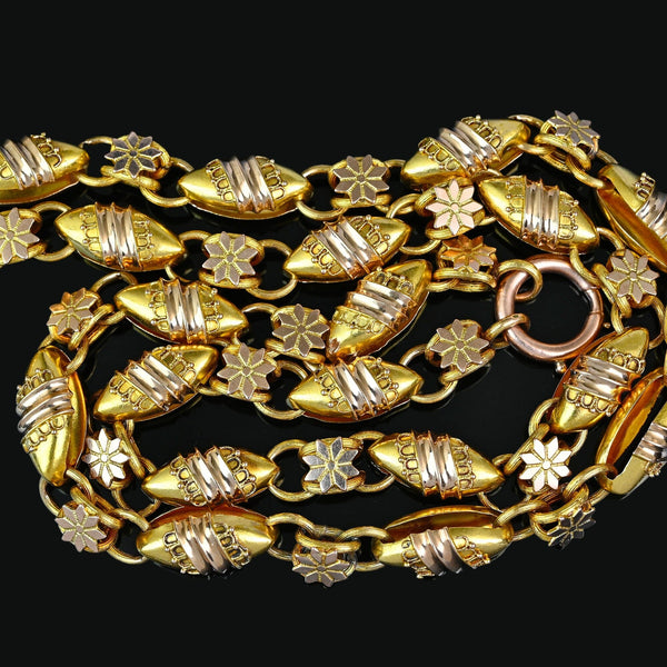 Antique Victorian 14K Gold Book Chain Necklace 22 Inch