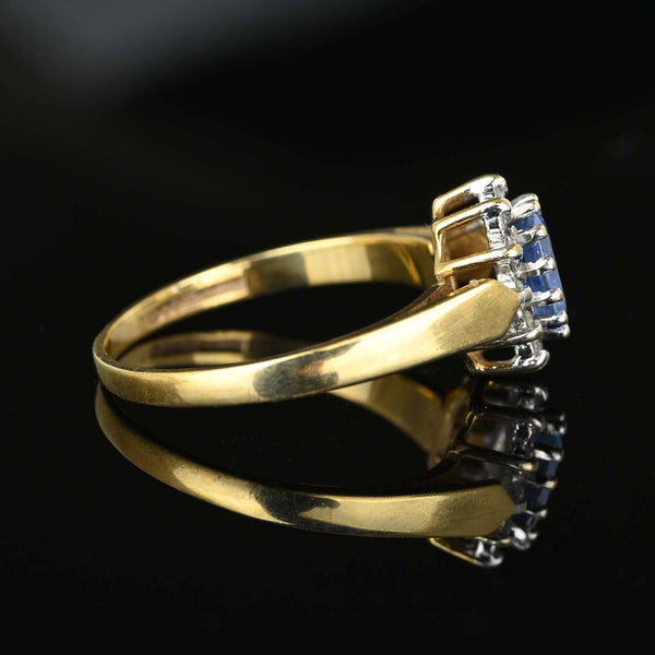 Diamond Cluster Halo Ceylon Sapphire Ring in Gold - Boylerpf