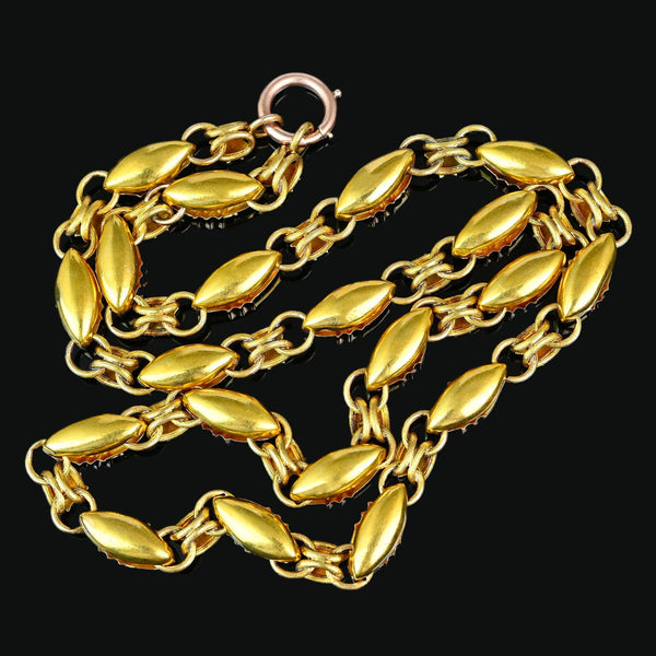 Antique Victorian 14K Gold Book Chain Necklace 22 Inch