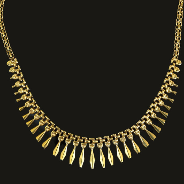 Vintage Egyptian Revival Heavy Finge Bib Gold Necklace