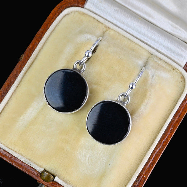 Rare Queen Victoria Maundy Coin Whitby Jet Earrings - Boylerpf