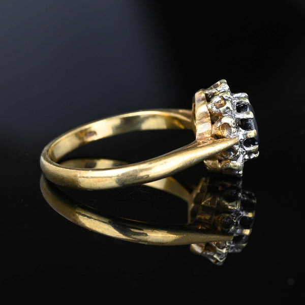 Vintage Diamond Halo Sapphire Engagement Ring - Boylerpf