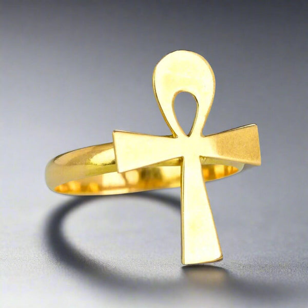 Vintage 18K Gold Egyptian Revival Ankh Ring - Boylerpf