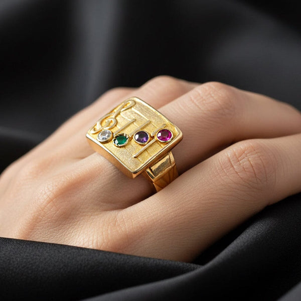 Edwardian DEAR Acrostic Ring, 14K Gold Signet Diamond Ruby Clef