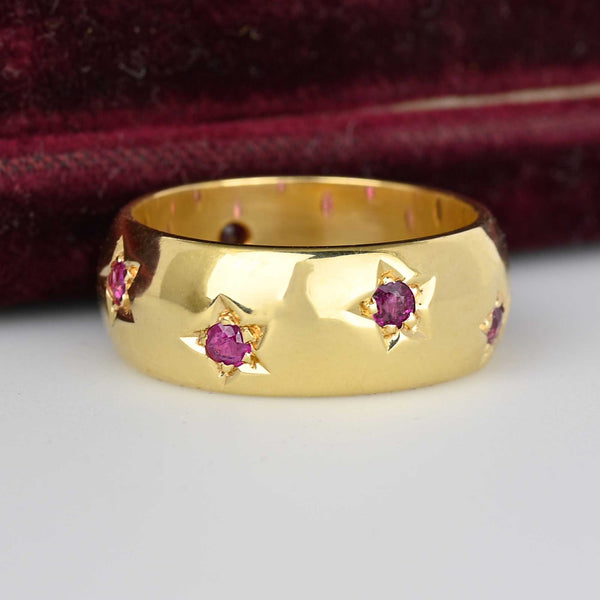 Third Payment Vintage Heavy 14K Gold Star Ruby Eternity Ring Band - Boylerpf