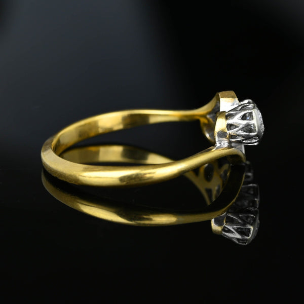 Antique 18K Gold European Diamond Trilogy Ring - Boylerpf