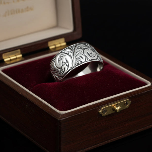 Vintage Sterling Silver Art Nouveau Engraved Eternity Band