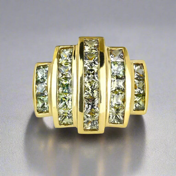 Vintage Gold Cushion Cut Green Amethyst Ring - Boylerpf