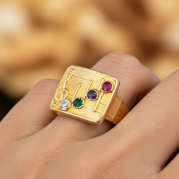 Edwardian DEAR Acrostic Ring, 14K Gold Signet Diamond Ruby Clef