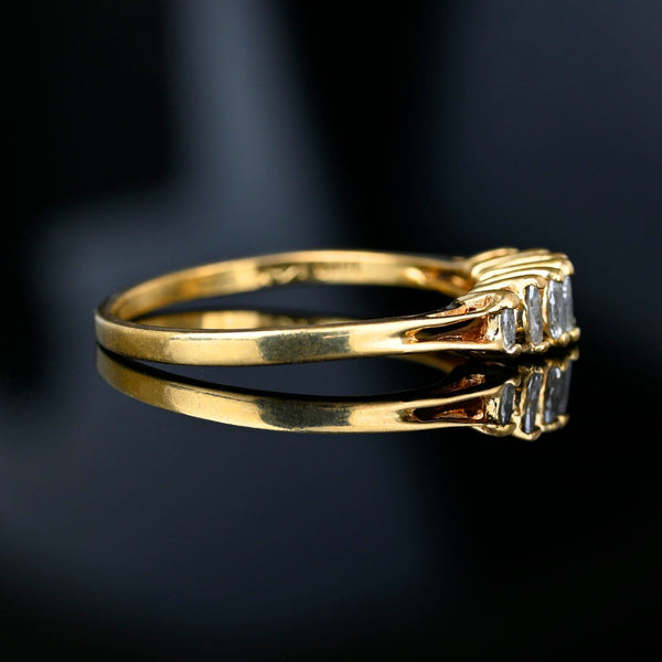 Vintage 14K Gold Seven Stone Marquise Diamond Ring - Boylerpf