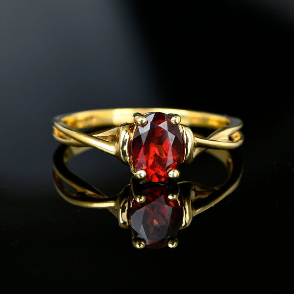 Vintage 10K Gold Garnet Solitaire Ring - Boylerpf