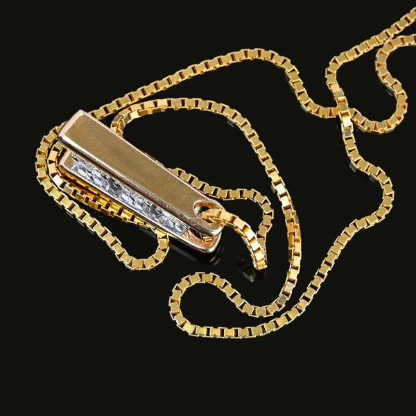 Vintage 14K Gold Triple Diamond Cluster Pendant Necklace - Boylerpf