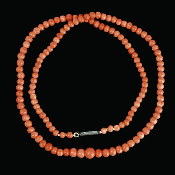 Antique Victorian Mediterranean Salmon Coral Necklace - Boylerpf