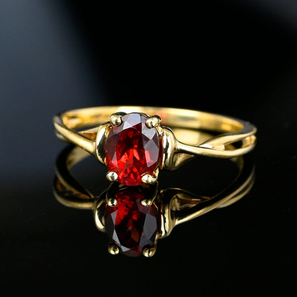 Vintage 10K Gold Garnet Solitaire Ring - Boylerpf