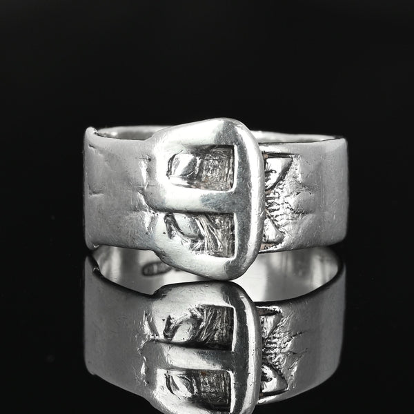 Vintage Sterling Silver Buckle Ring Wedding Band
