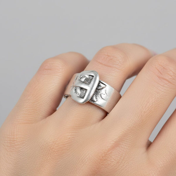 Vintage Sterling Silver Buckle Ring Wedding Band