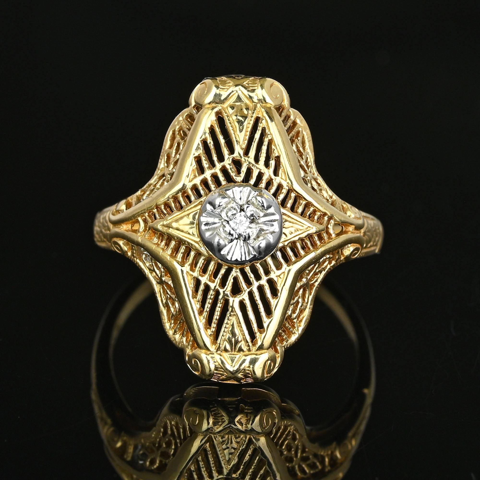 10K Gold sold Filigree Minimalist Ring