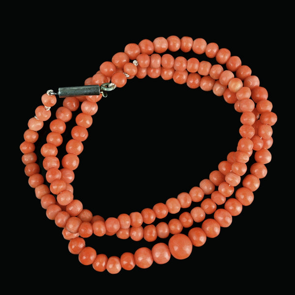 Antique Victorian Mediterranean Salmon Coral Necklace - Boylerpf