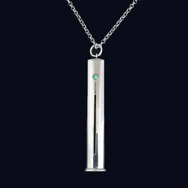 Antique Silver Propelling Pencil Holder Pendant, Turquoise Slider