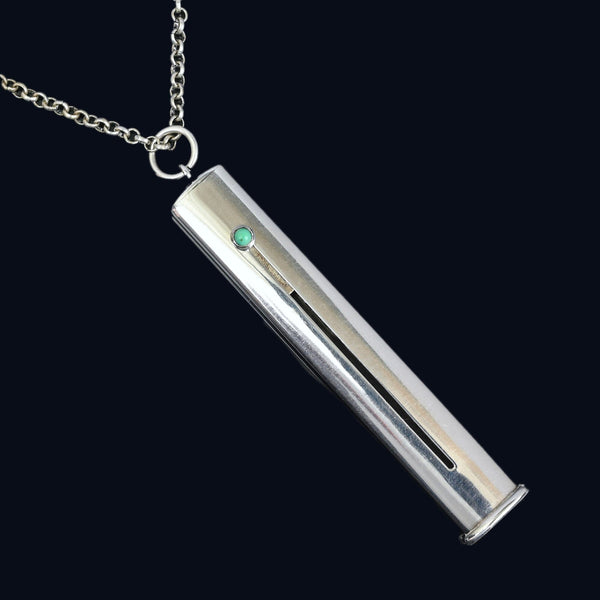 Antique Silver Propelling Pencil Holder Pendant, Turquoise Slider