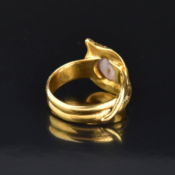 Art Deco Gold Snake Ruby Natural Star Sapphire Ring - Boylerpf