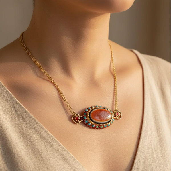 18th Century Mughal 22K Gold Ruby Turquoise Bazuband Pendant