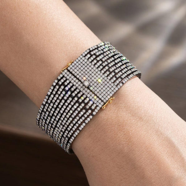 Vintage 14K Gold 17.73 Carat Diamond Cuff Bracelet - Boylerpf