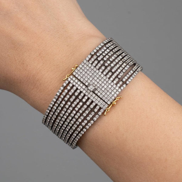 Vintage 14K Gold 17.73 Carat Diamond Cuff Bracelet - Boylerpf