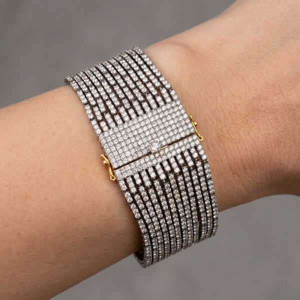 Vintage 14K Gold 17.73 Carat Diamond Cuff Bracelet - Boylerpf