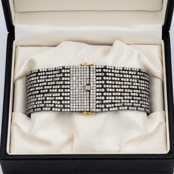 Vintage 14K Gold 17.73 Carat Diamond Cuff Bracelet - Boylerpf