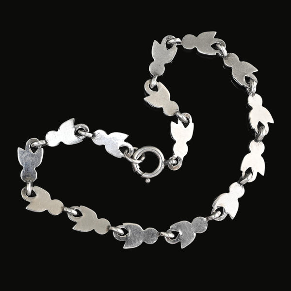 Art Deco Blue Enamel Sterling Silver Bracelet
