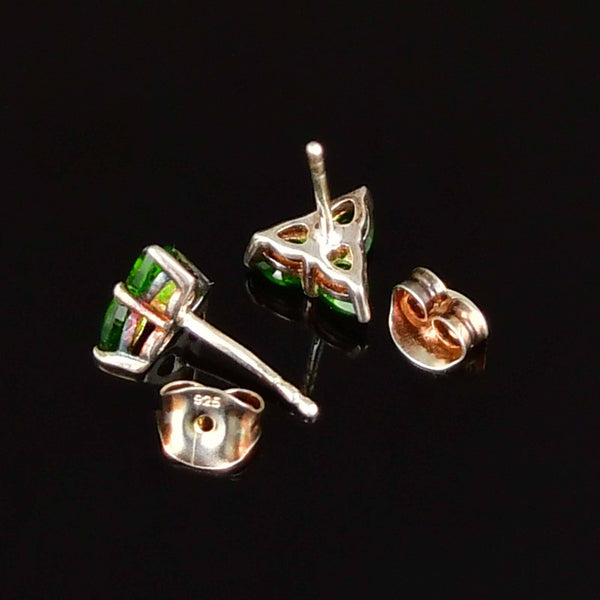Vintage Sterling Silver Chrome Diopside Stud Earrings
