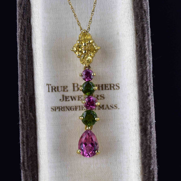 Vintage 10K Gold Tourmaline Articulated Pendant Necklace - Boylerpf