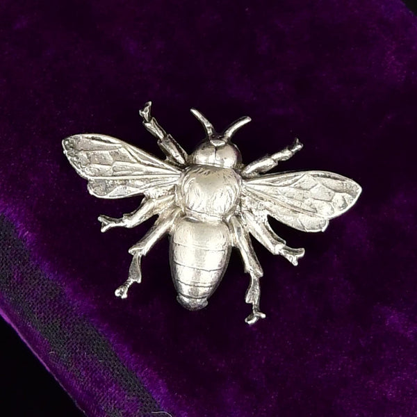 Vintage Flying Bee Sterling Silver Brooch