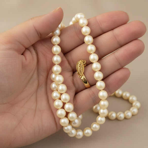 Vintage 14K Gold 32 Inch Classic Pearl Strand Necklace - Boylerpf