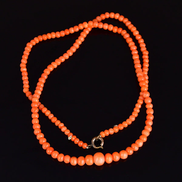 Victorian Mediterranean Coral 18.5 Inch Single Strand Necklace - Boylerpf
