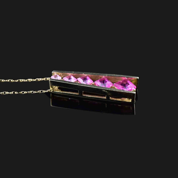 Vintage 10K Gold Ruby Journey Pendant Necklace - Boylerpf