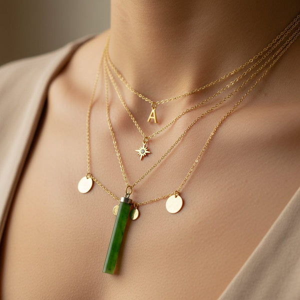 Vintage Carved Nephrite Jade Cylinder Necklace - Boylerpf