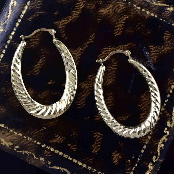 Large Scalloped Braid 10K Gold Hoop Earrings - Boylerpf