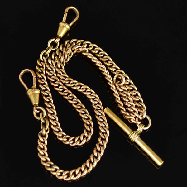 Antique Victorian Curb Link Double Albert Watch Chain Necklace - Boylerpf