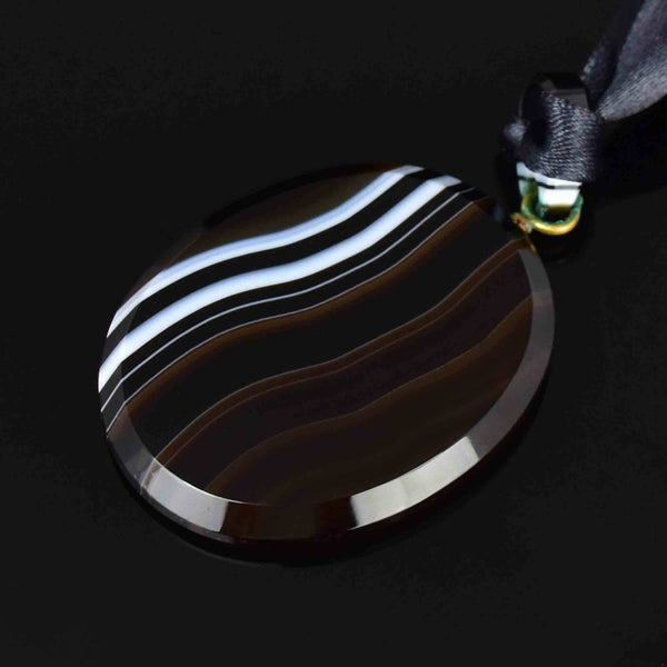 Antique Large Oval Scottish Banded Agate Pendant - Boylerpf