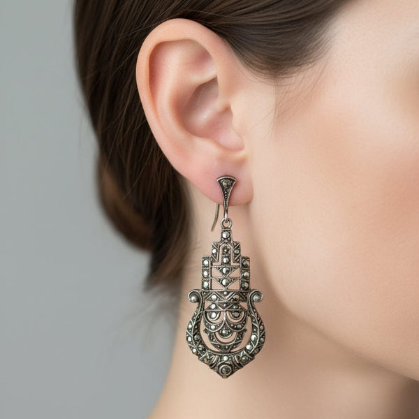 Art Deco Sterling Silver Marcasite Earrings