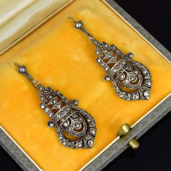 Art Deco Sterling Silver Marcasite Earrings